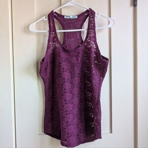 Elegant Purple Lace Racerback Tank Top